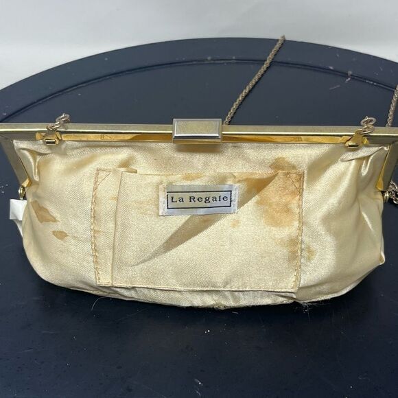 La Regale Chain Gold Sequin Bling Evening Gala Bag Vintage - Picture 10 of 10